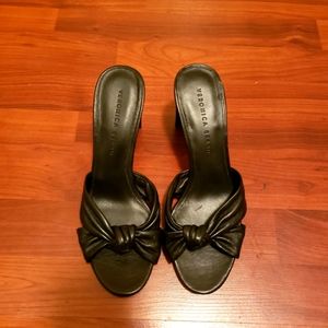 Veronica Beard "Ganita" Black Butter Leather Sandals